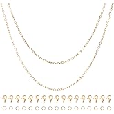 Pandahall 13.12 Ft 16K Gold Plated Cable Chains 1.5x1.2x1mm Soldered Brass Oval Link Chains with Lobster Claw Clasps & Jump Rings for DIY Necklace Jewelry Making