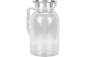 1500ml Clear Acrylic Water Pitcher with Lid, Large Handle and Spout for Easy Pouring, Heatproof Juice Jug for Iced Tea Bevera