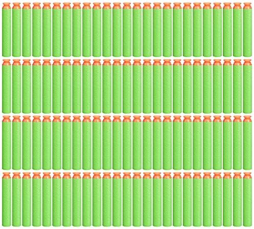 CLOURF 100 Pcs 7.2cm Foam Darts for Nerf N-strike Elite Series (Green,Suck Disc)