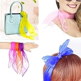 Dimoxii 20 Pcs Dance Sensory Scarves 60x60 cm 20 Cols Rainbow Silk Scarves view 9