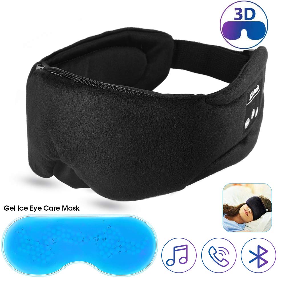 Bluetooth Headphones Sleep Eye Mask,with Gel Eye Mask Cold Pads Sleep Eye Mask,Bluetooth Wireless Earphone Sleeping 3D Eye Mask Ultra-Thin Speakers & Mic, Hands-Free Calling, Travel