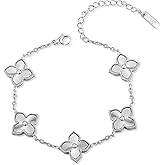 14K Gold Plated Four Leaf Clover Bracelet for Women Dupes Stainless Steel Link Bracelet Wrist Fashion Jewelry