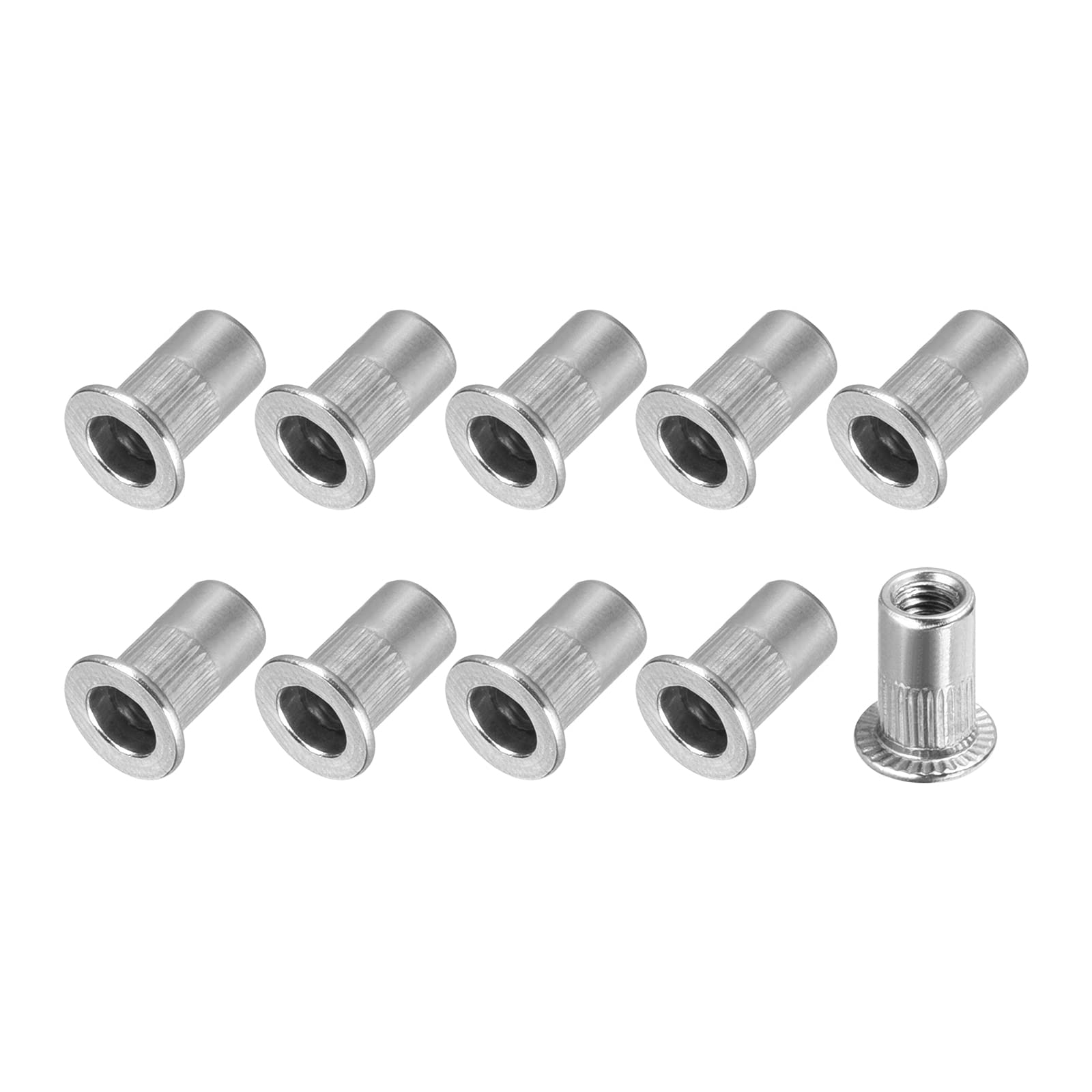 METALLIXITY Rivet Nuts (M4) 50Pcs, Aluminum Threaded Insert Nuts - for Furniture Mechanical Fasteners, Silver Tone