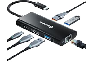USB C Hub, UtechSmart USB C Ethernet Multiport Adapter, 6 In 1 USB C to HDMI Dock Compatible for Macbook Pro/Air, Chromebook, Dell XPS, HP and Type C Devices (Gigabit Ethernet 100W PD 4K HDMI USB 3.0)