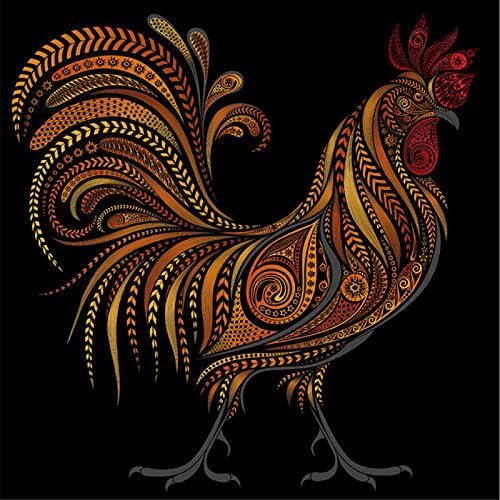 HoneyArt 5D DIY Diamond Painting, By Number Kits Adults Crafts &amp; Sewing Cross Stitch, crystal painting Wall stickers for living room decoration, Golden Rooster(30X30CM/12X12inch)