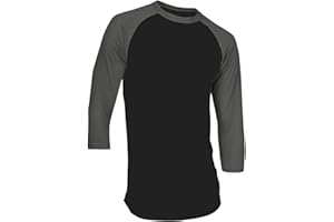 Hat and Beyond Mens Raglan 3/4 Sleeves T Shirts Slim Fit Plain Baseball Jersey