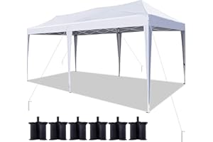 Quictent 10x20 ft Ez Pop up Canopy Tent Instant Shelter Party Tent Outdoor Event Gazebo Waterproof with 6 Sand Bags (White)