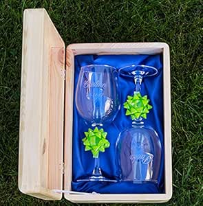 Copas DE Vino Personalizadas con Caja Madera: Amazon.es: Hogar
