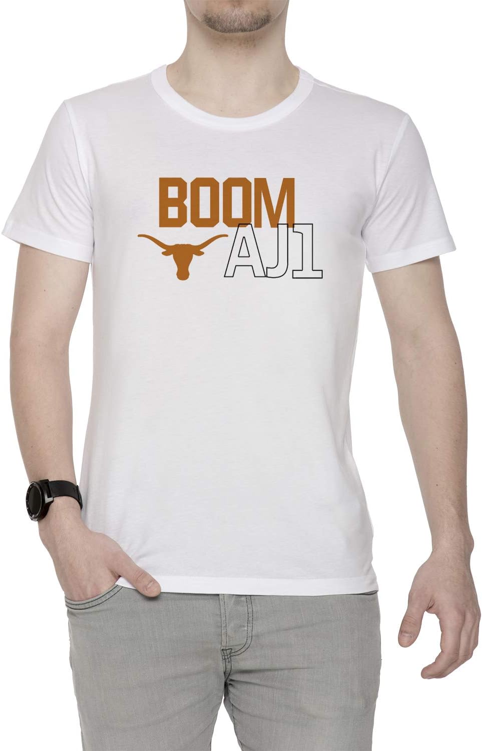 Erido Boom aj1 Shirt - Boom Aj1 Men's T-Shirt Crew Neck White Tee Short Sleeves