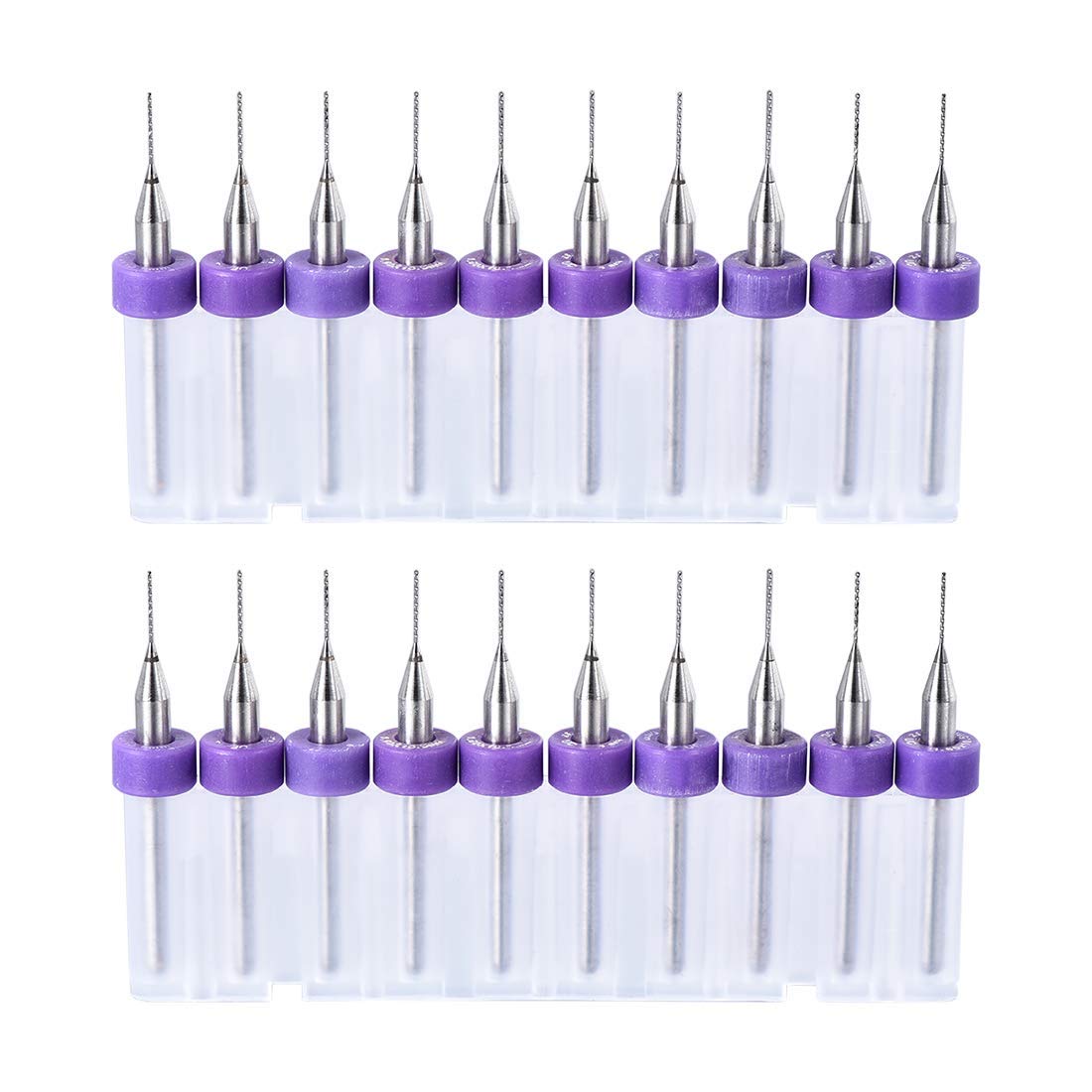 TA-VIGOR 20Pcs 0.4mm Micro Drill Bit, 1/8 Inch Shank PCB Drill Bits Tungsten Carbide Spiral Flute CNC Router Bits Drilling Rotary Tool for Print Circuit Board Jewelry CNC Engraving, Random Color — image 1