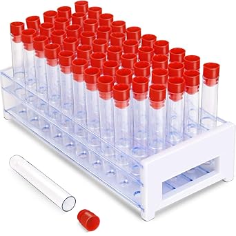 Ygdz 50pcs Plastic Test Tubes With Rack 16x100mm Clear Candy Test