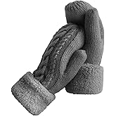Whiteleopard Women's Winter Gloves Warm Lining - Cozy Wool Knit Thick Gloves Mittens