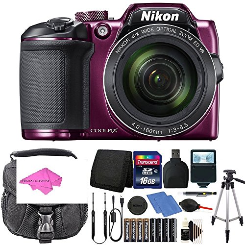 Nikon-Coolpix-B500-16MP-Digital-Camera-Plum-with-Accessories-Extra-Batteries-and-much-more