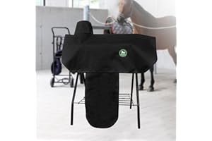 Waterproof and Tear-Resistant Western Saddle Cover | 6 Elastic Straps for Secure Fit -Black