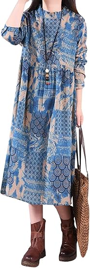 Amazon Co Jp サコイユ ワンピース S Xl 長袖 チュニック 薄手 エスニック 柄 アジアン オールインワン トップス レディース 服 ファッション小物