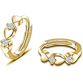 CiNily 14K White Gold Plated Small Hoop Earrings for Women Girls Heart Cubic Zirconia Hypoallergenic Earrings