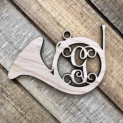 Monogram French Horn Christmas Ornament Personalized