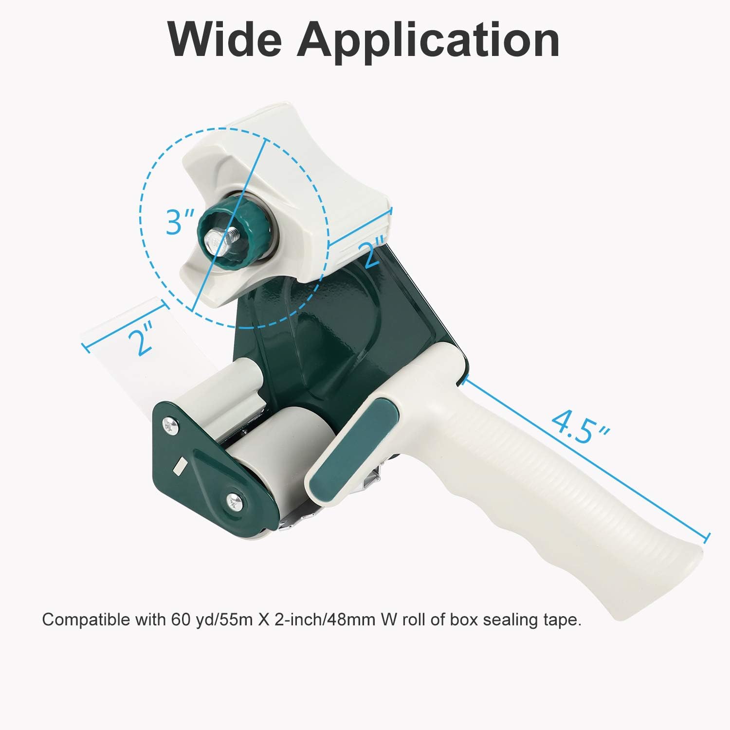 JARLINK Packing Tape Dispenser Gun (2 Pack) with 2 Rolls Tape, 2 inches Lightweight Industrial Side Loading Tape Dispenser for Shipping Packaging Moving Sealing (Grey & Green) : Office Products