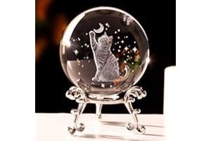 ZRENJHUS Cat Lover Gifts for Women 3D Cat Crystal Ball Themed Gift Mom Birthday Kitty Laddy Gift for Christmas Mothers Day