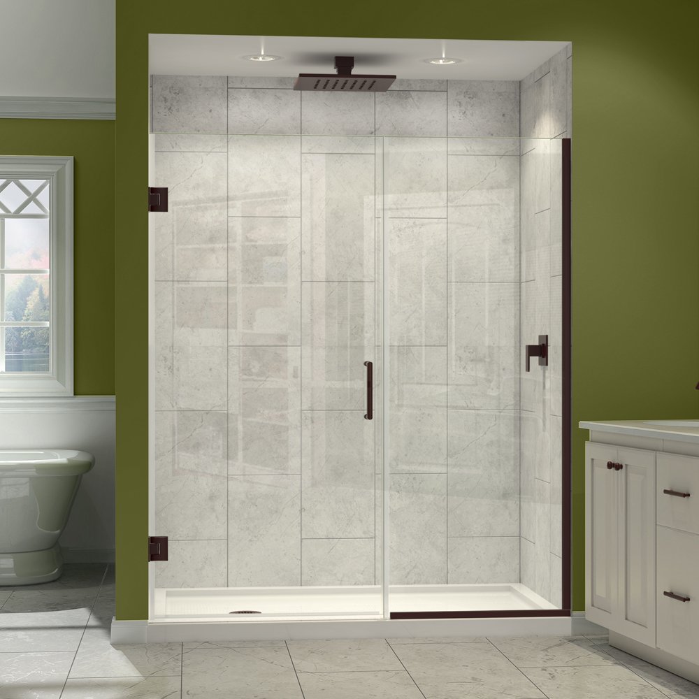 Photo 1 of ********BOX 1 OF 4*******PARTIAL SET****** DreamLine Unidoor Plus 58-58 1/2 in. W x 72 in. H Frameless Hinged Shower Door in Oil Rubbed Bronze, SHDR-245807210-06