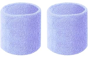 HAPPYWENDY Colorful Cotton Sport Wristbands for Men and Women - 3" Athletic Terry Cloth Sweatbands in Neon Colors - Wrist Sweat Bands for Tennis, Basketball, Running, Gym (1 Pair)