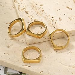 MYNENEY Stainless Steel Square Shape Signet Style