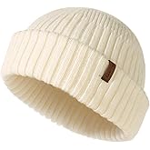 Comhats M/L/XL/XXL Short Fisherman Beanies Hat Knit Trawler Winter Fall Spring Hat Light Warmth Skull Cap for Men Women