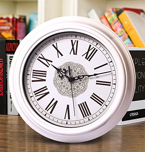 Bien-Zs Silent Non-ticking Round Wall Clocks 12 Inch Decorative Battery Operated Roman Numeral Wall Clock for Home Kitchen Living Room White - Thumbnail 6