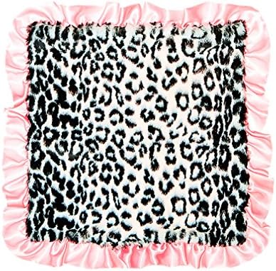 Max Daniel Black Jaguar Front and Pink Satin Back and Ruffle Security Blanket