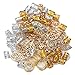 Fani 100pcs Gold &Silver Hair Rings Aluminum Dreadlocks Beads Gold Leaves Pendant Decorations Metal Cuffs Braid Jewelry for Hair Set Hair Clip Hair Accessories