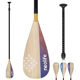 LINGVUM SUP Paddleboard Paddle, Adjustable Stand-Up Paddle Board Paddle | Fiberglass Shaft and Enhanced PP Blade, 66-82" (170-210 cm), Wooden Pattern Decal