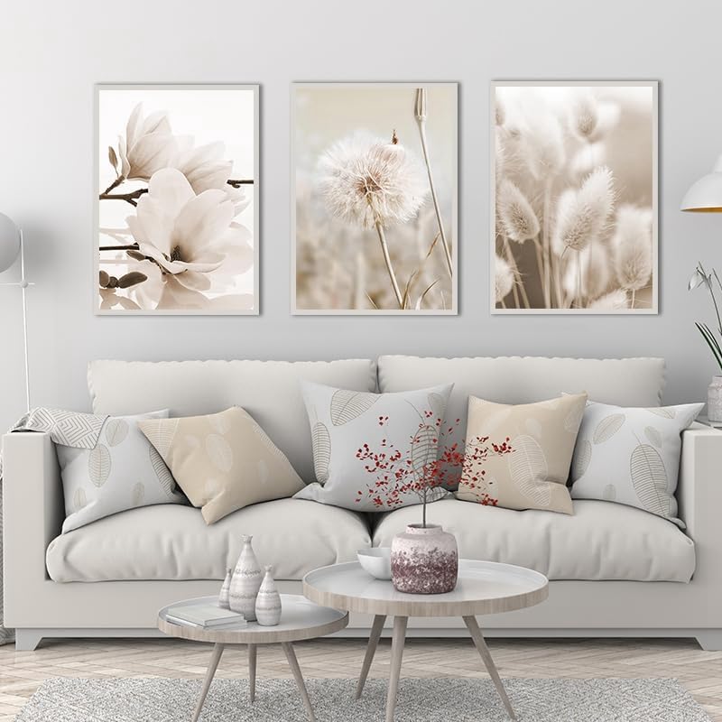LPFNSF Beige Home Decoration Poster, Modern Reed Plant Decoration Landscape Painting, Bedroom, Living Room, Office Background Wall Decoration Poster, Frameless. (Style 13, 20x30cm*3)