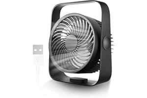 KONSIDEN Desk Fan, 8 Inch Portable Rechargeable Fan, Quiet Office Fan, Strong Airflow, 360° Head Tilt, Detached Cover, Small Table Fan, Easy to Clean, Ideal for Bedroom, Office, Kitchen, Camping
