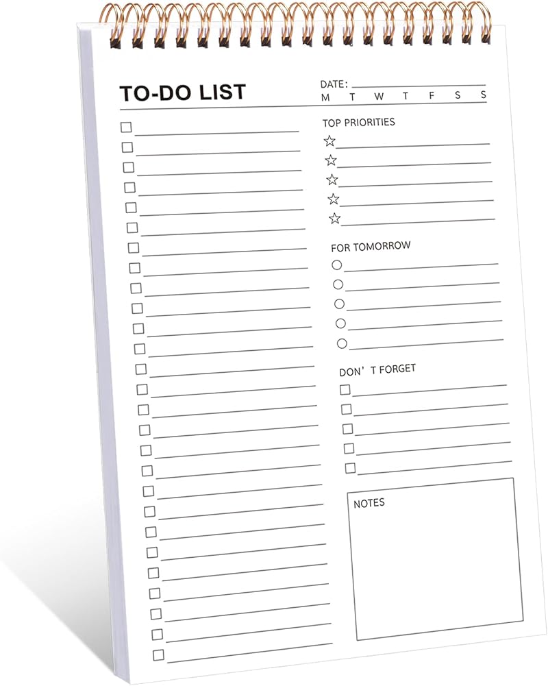 Thboxes To Do List Pad Daily Planner Notebook 52 Sheets 9.8x6.7 in 100gsm
