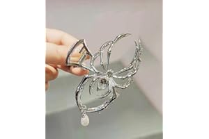 Metal Spider Hair Clips, Silver Halloween Claw Clips Hair Accessories for Women, teen Girls. Grip Clip