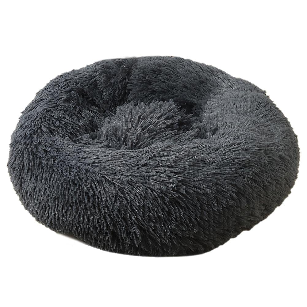 pet wiz Soft Calming Donut Bed - Premium Quality For Dogs & Cats - Anxiety Relief - 50cm, 80cm, 100cm - 6 Colours Available (50cm, Dark Grey)