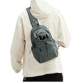 SEAFEW Small Green Sling Crossbody Backpack Shoulder Bag for Men Women - Mini One Strap Sling Bag Fanny Pack Daypack, Waterproof Nylon Chest Bag for Motorcycle Hiking Travel Gym Sport