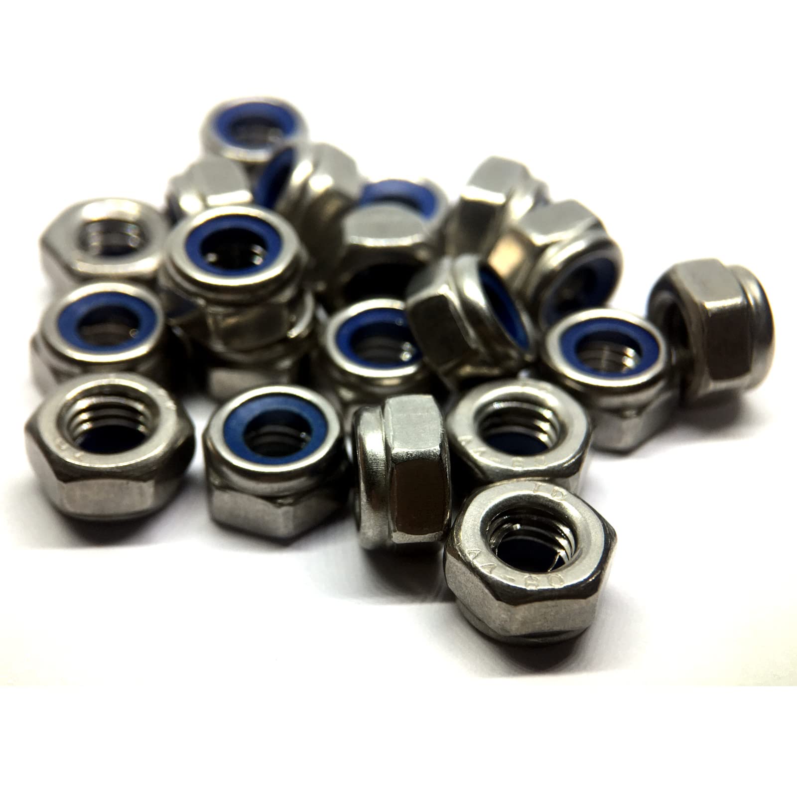 M6 Nylon Locking Nut DIN985 Type T, A4 (316) Stainless Steel (Pack of 20)