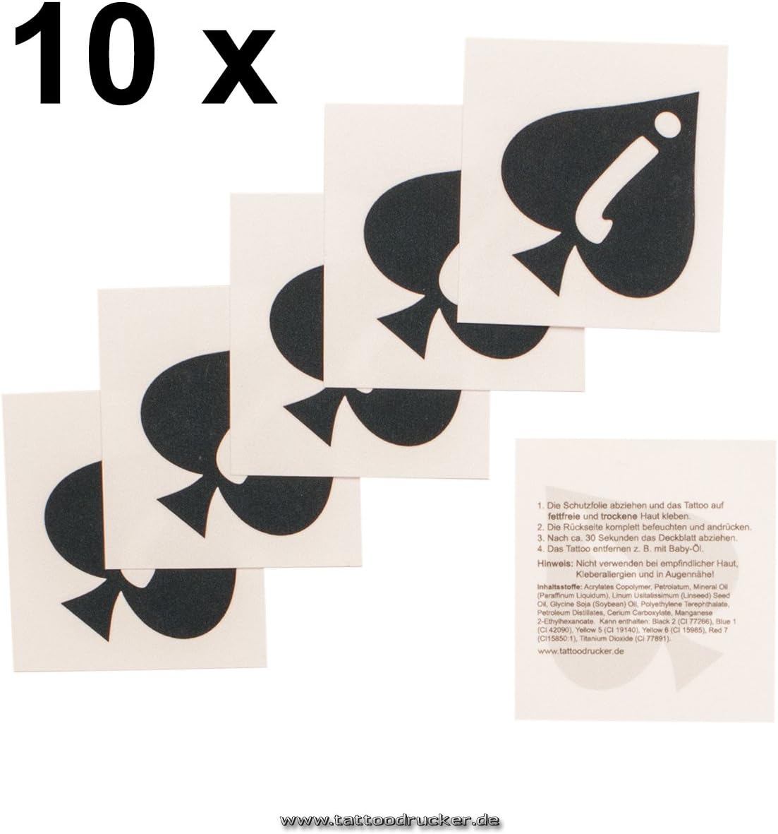 10 x Jack of Spades Tattoo in Black Fetish Tattoo BBC Temporary Tattoo (10), Temporary