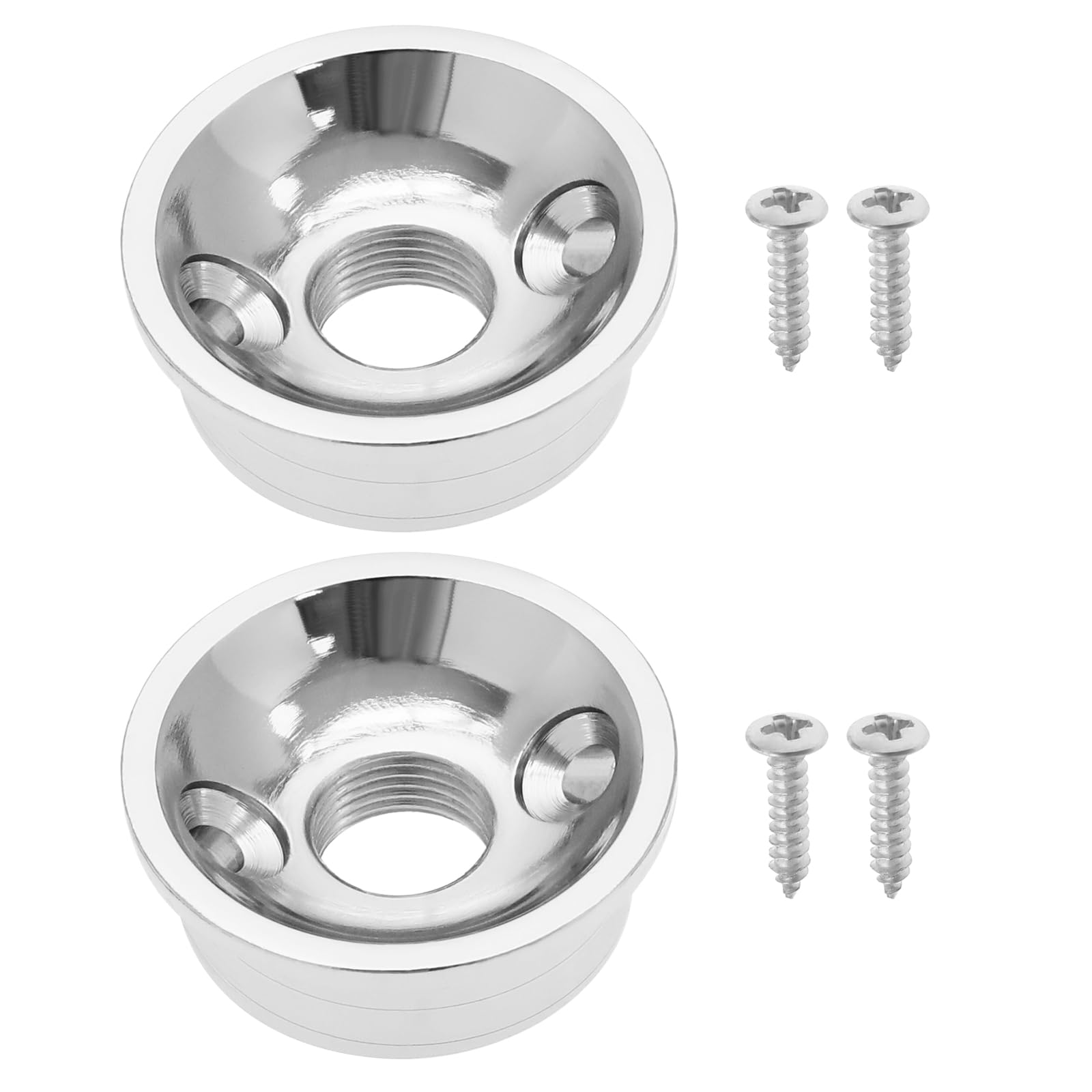 LT Easiyl 2pcs M9 Guitar Jack Board Metal Cover Plate Socket Metric Threaded Jack Baffle Fixing Cover Suitable for Electric Guitars, Silver