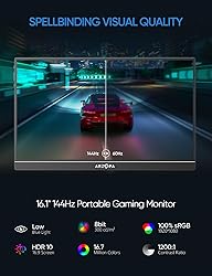 ARZOPA Portable Monitor & Sleeve,16.1'' 144Hz 1080P