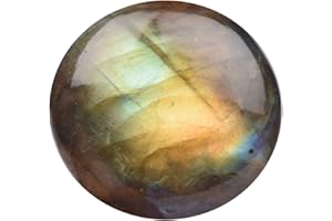 REAL-GEMS Cabochon Natural Labradorite Stone, Blue Flash Round Shape Cabochon for Jewelry Making 21.00 Ct Loose Gemstone