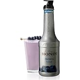 Monin - Blueberry Fruit Pur&eacute;e, Tart and Sweet, Great for Cocktails, Smoothies, and Lemonades, Non GMO, No Artificial Ingredients (1 Liter) with Sticker
