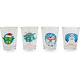 Star Wars Holiday 1.5-Ounce Mini Glass Cups, Set of 4 | Whiskey Shot Glasses For Home Bar, Kitchen Decor Drinkware, Festive Christmas Design | Movie Gifts And Collectibles