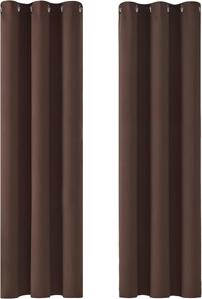 Deconovo Blackout Curtains Brown 42 x 63 Inch 2 Panels Eyelet Thermal Insulated