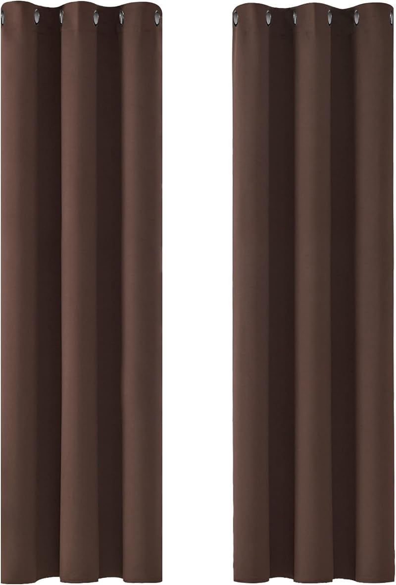 Deconovo Blackout Curtains Brown 42 x 63 Inch 2 Panels Eyelet Thermal Insulated