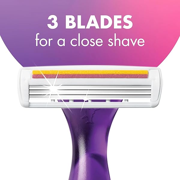 BIC SOLEIL SMOOTH SCENTED WOMEN’S DISPOSABLE WITH 3 BLADE RAZORS, LAVENDER SCENTED HANDLES AND LUBRICATING STRIP, 4-PACK