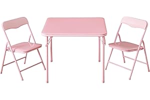 IDEA NUOVA Heritage Kids Pink Kids Activity Table and Chair Set,3-Piece Furniture Set with 1 Square Table & 2 Folding Chairs, Playroom Table Set for Ages 3+
