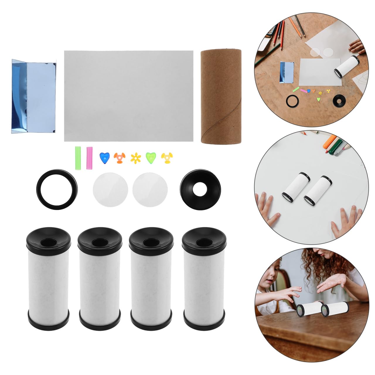 ifundom 10 Sets DIY Kaleidoscope Kit for Kid Small Children's DIY Kaleidoscope Creative Kaleidoscope Toys Paper Plastic Kaleidoscope Making Kit