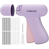 Stitch Gun for Clothes, Handheld Quick Clothing Fixer, Mini Sewing Kit, Tag Gun Includes 2 Needles, 1000 Black Fasteners & 1000 White Fasteners (Purple)